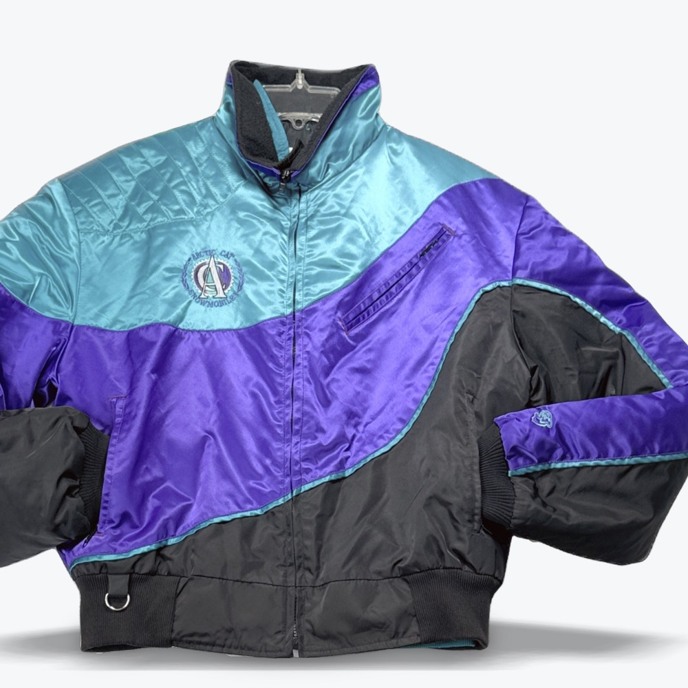 Vtg 90s Arctic Cat Jacket Thinsulate Snomobile Bomber Reversible Liner Purple M